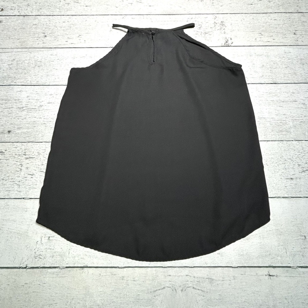 Papermoon Women's Black Halter Neck Sleeveless Keyhole Tank Top. Size L